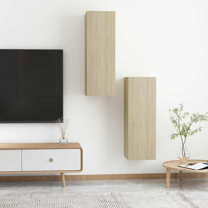 Comode TV, 2 buc., stejar Sonoma, 30,5x30x90 cm, lemn prelucrat - WALTI WALTI