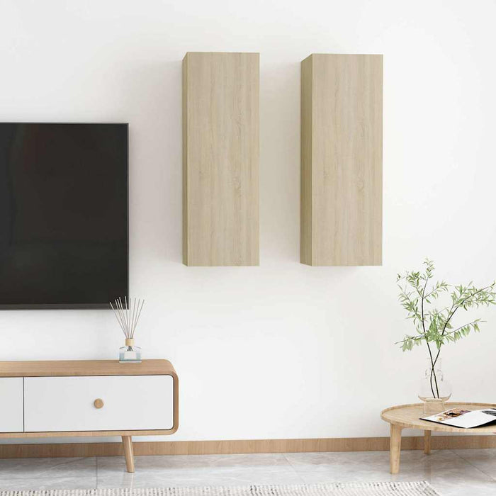 Comode TV, 2 buc., stejar Sonoma, 30,5x30x90 cm, lemn prelucrat - WALTI WALTI