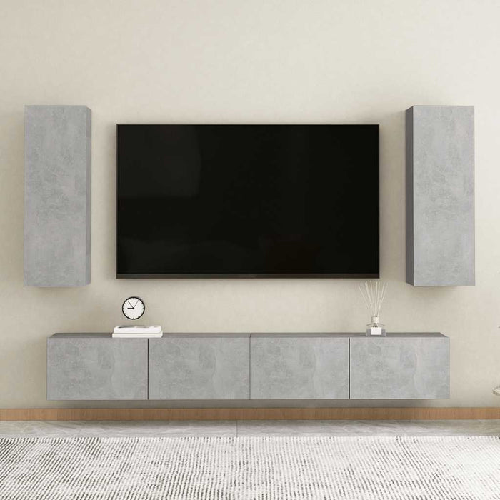 Comodă TV, gri beton, 30,5x30x90 cm, lemn prelucrat WALTI