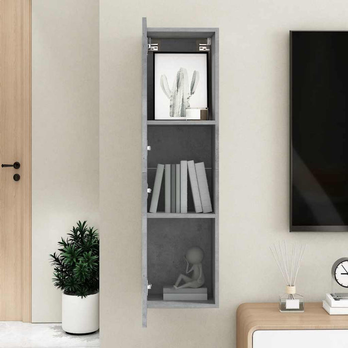 Comodă TV, gri beton, 30,5x30x110 cm, lemn prelucrat WALTI