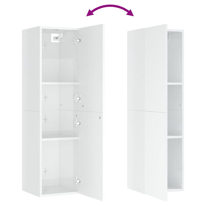 Comode TV, 2 buc. alb extralucios 30,5x30x110 cm lemn prelucrat WALTI