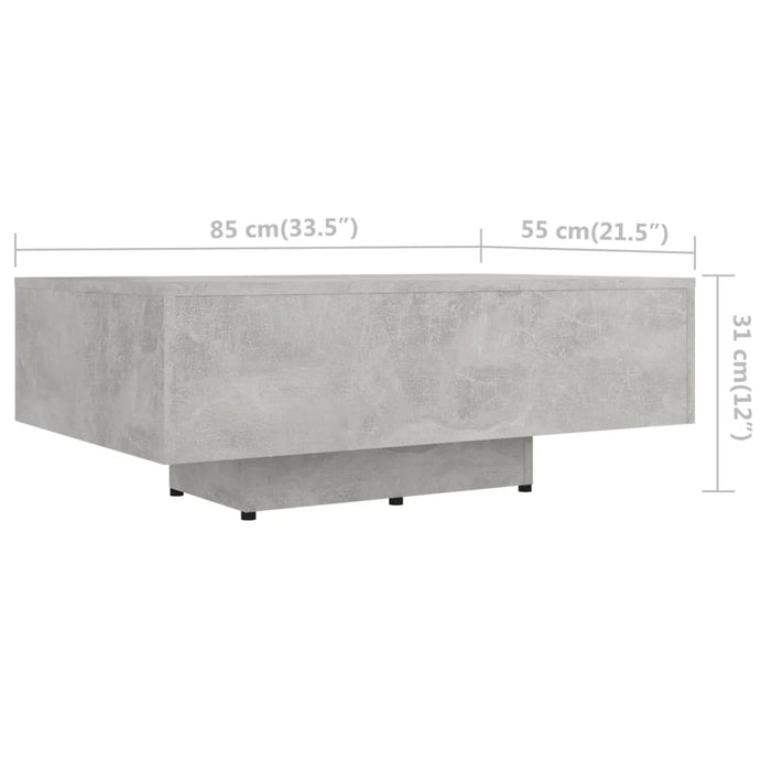 Măsuță de cafea, gri beton, 85x55x31 cm, lemn prelucrat WALTI