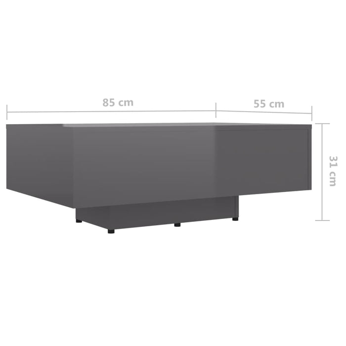 Măsuță de cafea, gri extralucios, 85x55x31 cm, lemn prelucrat WALTI