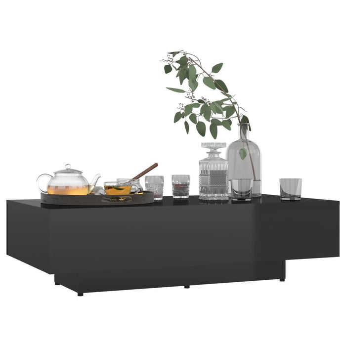Măsuță de cafea, negru extralucios 100x49,5x31cm lemn prelucrat WALTI