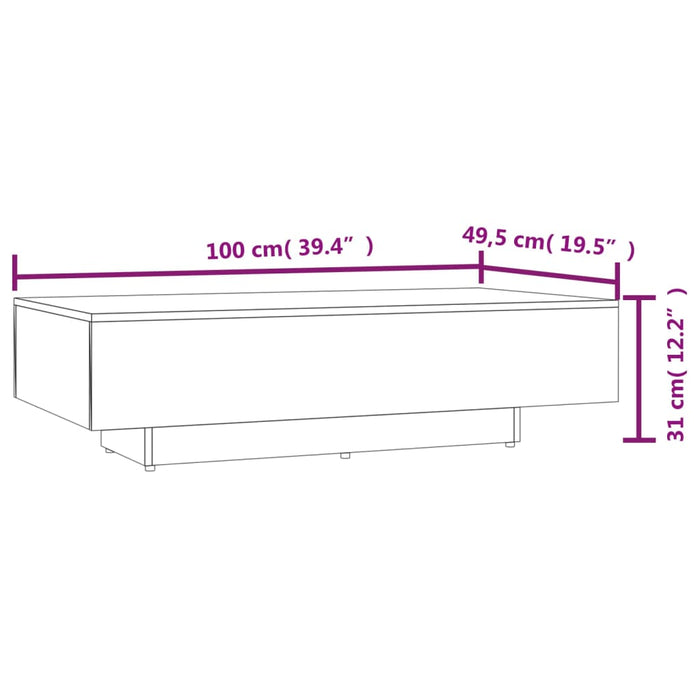 Măsuță de cafea, negru extralucios 100x49,5x31cm lemn prelucrat WALTI