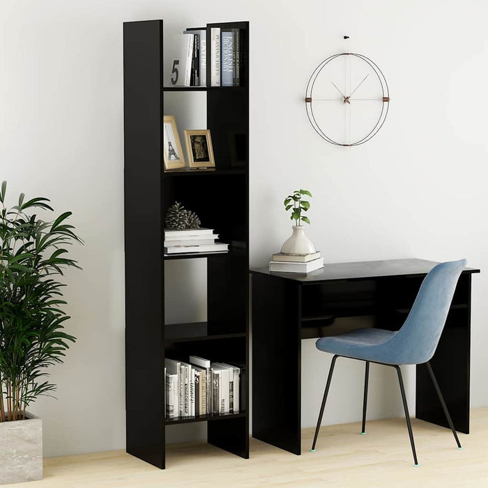Bibliotecă, negru, 40x35x180 cm, lemn prelucrat WALTI