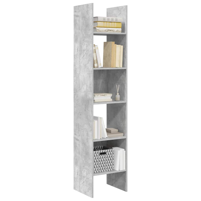 Bibliotecă, gri beton, 40x35x180 cm, lemn prelucrat - WALTI WALTI