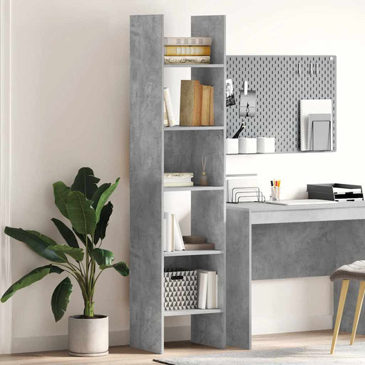 Bibliotecă, gri beton, 40x35x180 cm, lemn prelucrat - WALTI WALTI