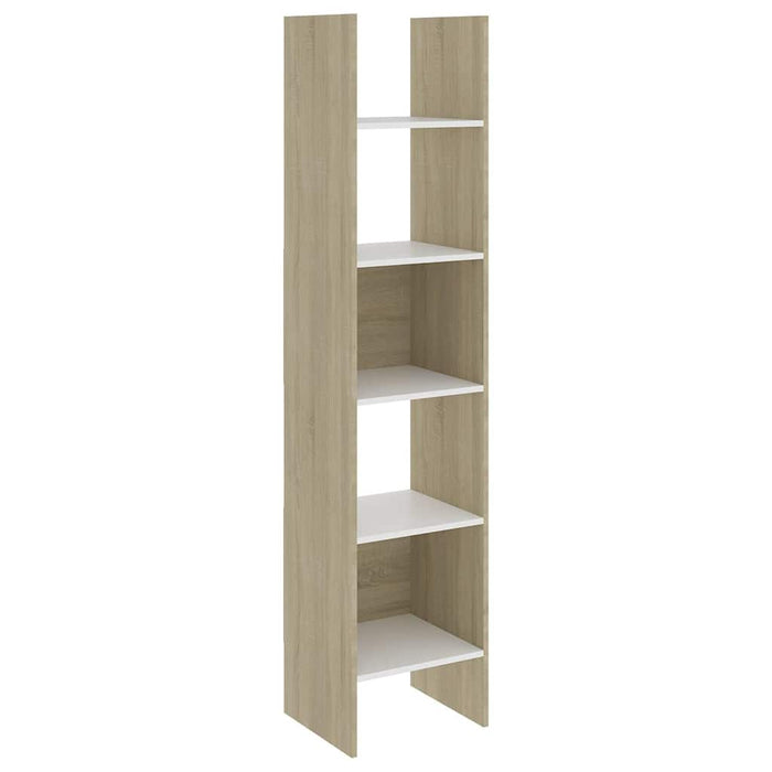 Bibliotecă, alb și stejar Sonoma, 40x35x180 cm, lemn prelucrat WALTI
