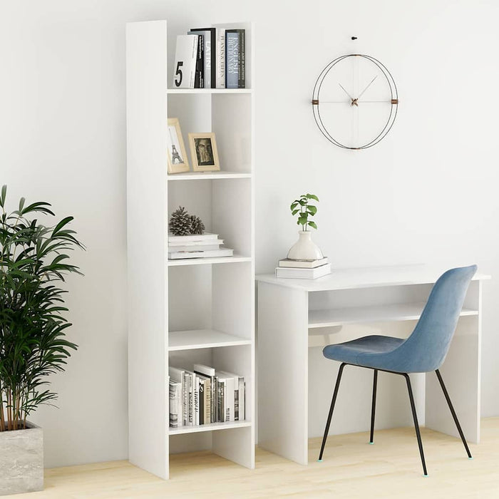 Bibliotecă, alb extralucios, 40x35x180 cm, lemn prelucrat WALTI
