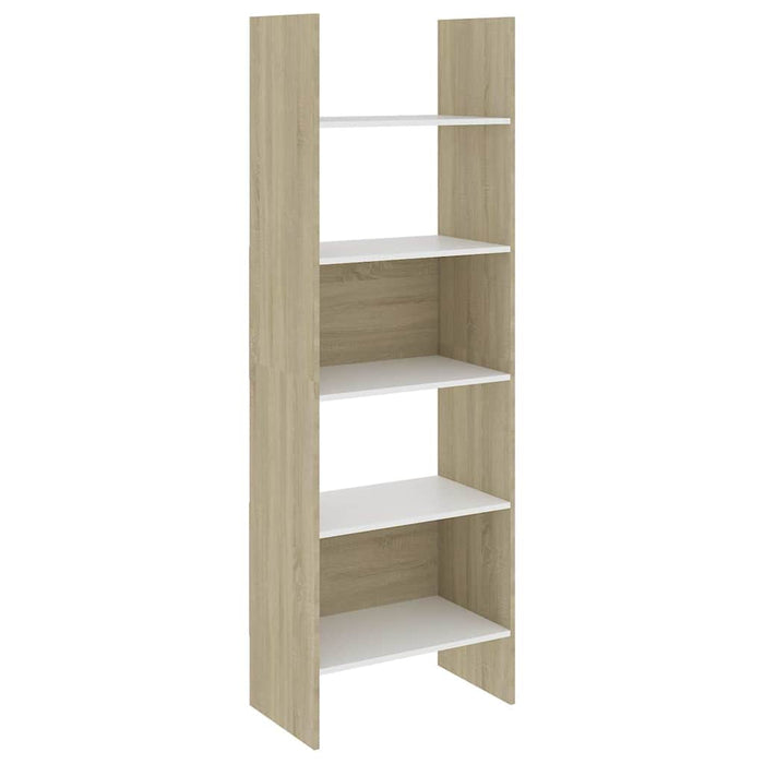 Bibliotecă, alb și stejar Sonoma, 60x35x180 cm, lemn prelucrat WALTI