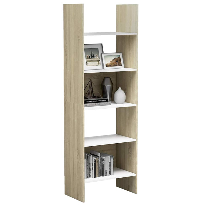 Bibliotecă, alb și stejar Sonoma, 60x35x180 cm, lemn prelucrat WALTI