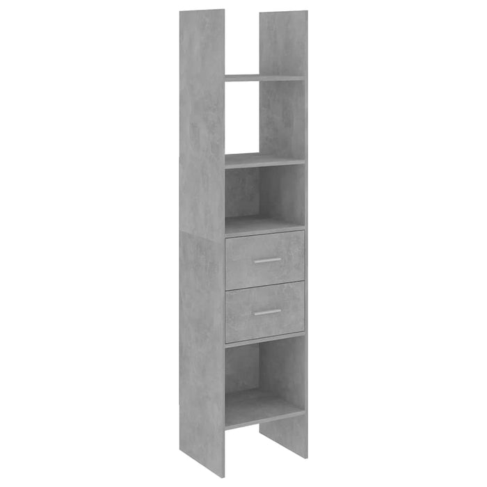 Bibliotecă, gri beton, 40x35x180 cm, lemn prelucrat - WALTI WALTI