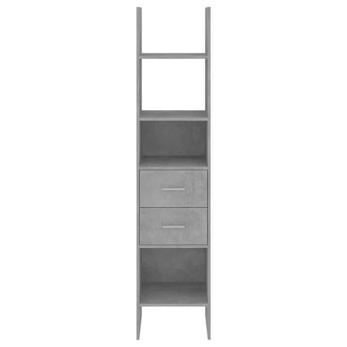 Bibliotecă, gri beton, 40x35x180 cm, lemn prelucrat - WALTI WALTI