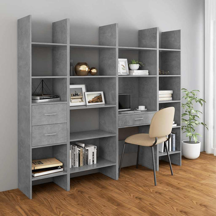 Bibliotecă, gri beton, 40x35x180 cm, lemn prelucrat - WALTI WALTI