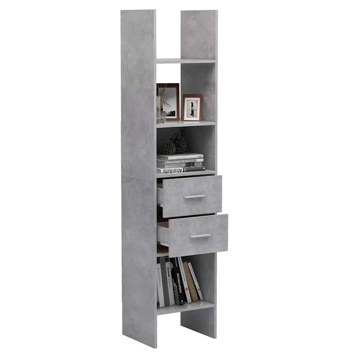 Bibliotecă, gri beton, 40x35x180 cm, lemn prelucrat - WALTI WALTI