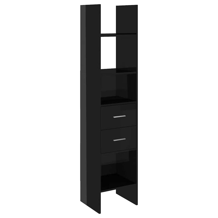 Bibliotecă, negru extralucios, 40x35x180 cm, PAL WALTI