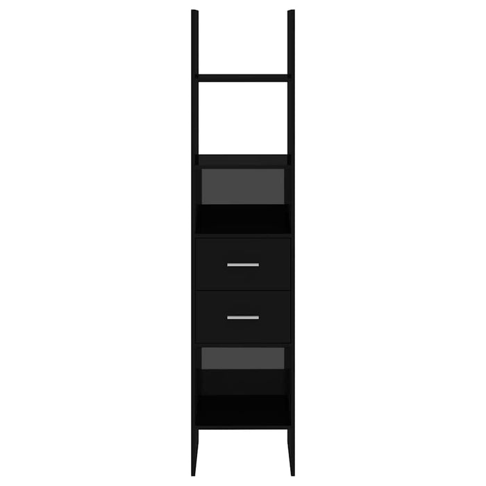 Bibliotecă, negru extralucios, 40x35x180 cm, PAL WALTI
