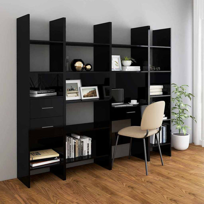 Bibliotecă, negru extralucios, 40x35x180 cm, PAL WALTI