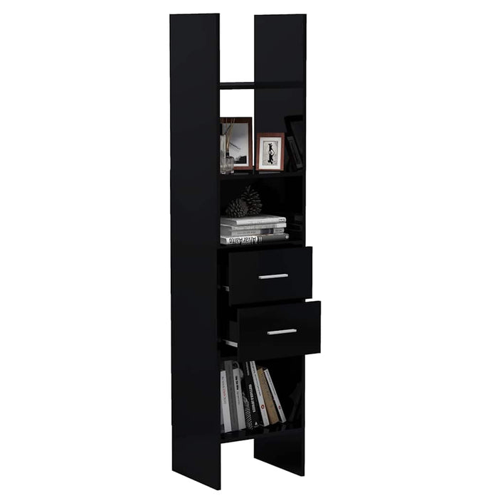 Bibliotecă, negru extralucios, 40x35x180 cm, PAL WALTI