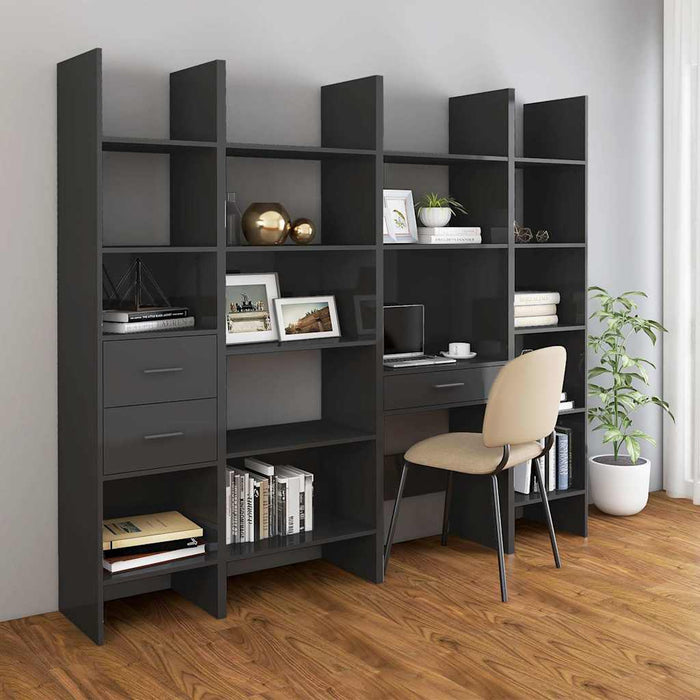 Bibliotecă, gri extralucios, 40x35x180 cm, PAL WALTI
