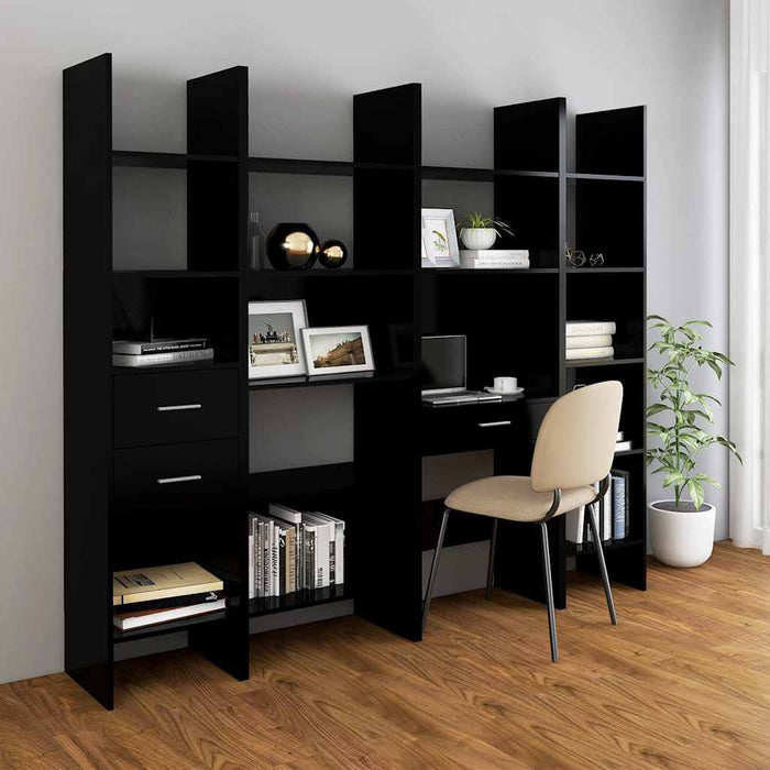 Bibliotecă, negru, 60x35x180 cm, PAL WALTI