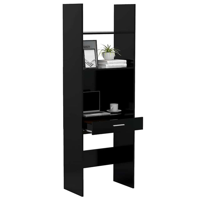 Bibliotecă, negru, 60x35x180 cm, PAL WALTI