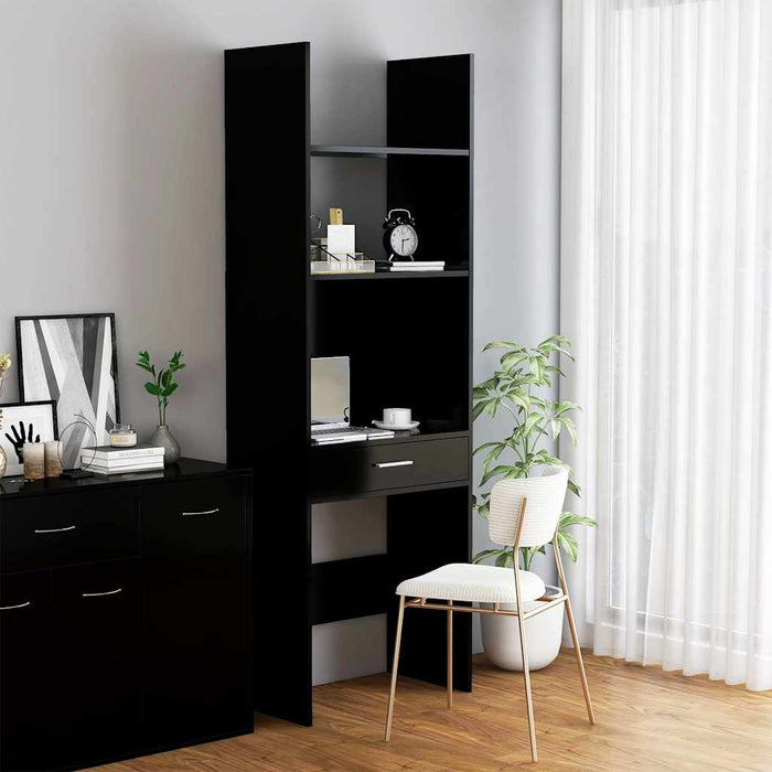 Bibliotecă, negru, 60x35x180 cm, PAL WALTI