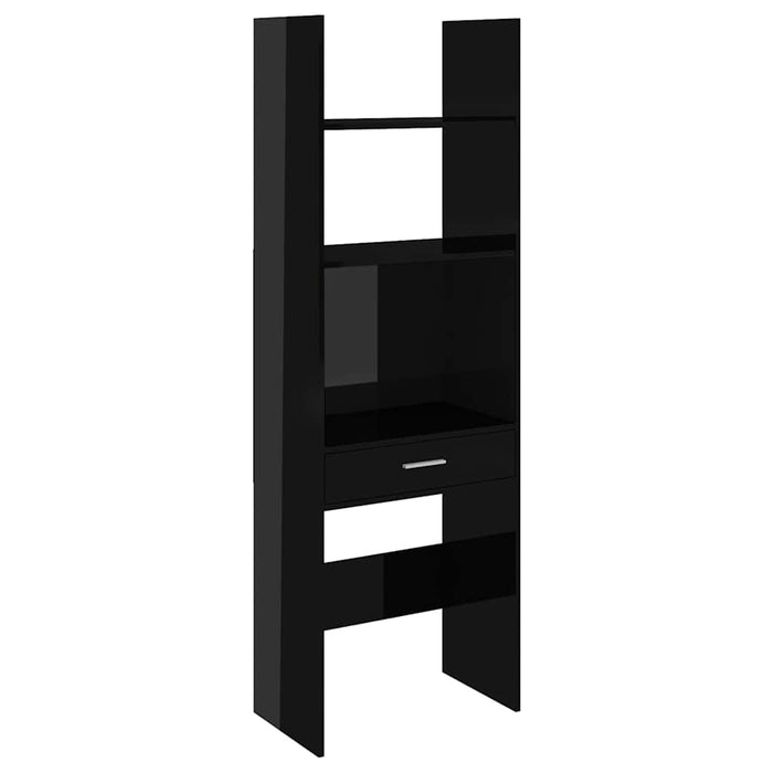 Bibliotecă, negru extralucios, 60x35x180 cm, lemn prelucrat WALTI