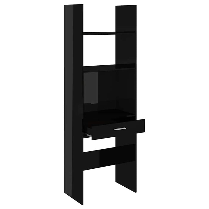 Bibliotecă, negru extralucios, 60x35x180 cm, lemn prelucrat WALTI
