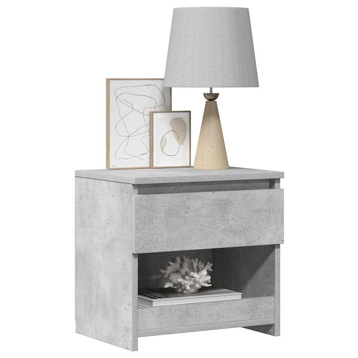 Noptiere, 2 buc., gri beton, 40x30x39 cm, lemn prelucrat - WALTI WALTI