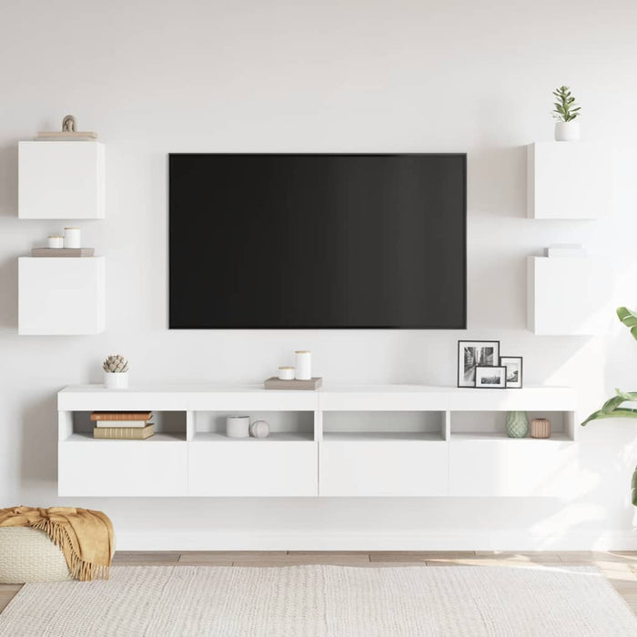 Dulapuri TV montaj pe perete, 4 buc., alb, 30,5x30x30 cm - WALTI WALTI