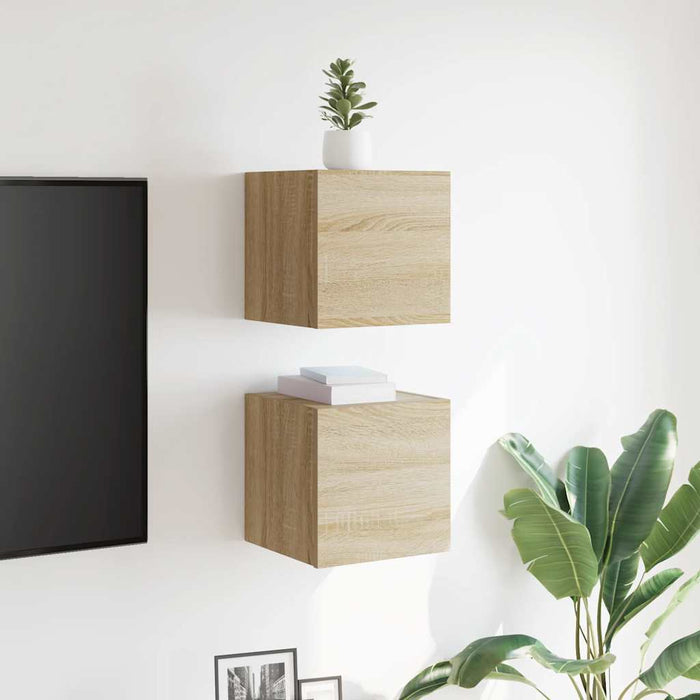 Dulapuri TV montaj pe perete 2 buc. stejar sonoma 30,5x30x30 cm - WALTI WALTI