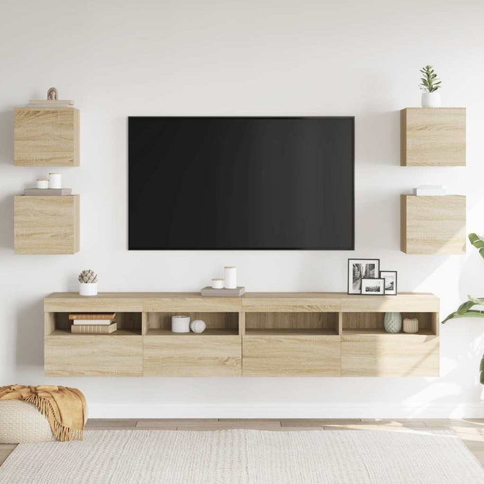 Dulapuri TV montaj pe perete 4 buc. stejar sonoma 30,5x30x30 cm - WALTI WALTI