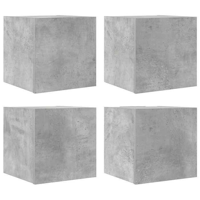 Dulapuri TV montaj pe perete, 4 buc., gri beton, 30,5x30x30 cm - WALTI WALTI