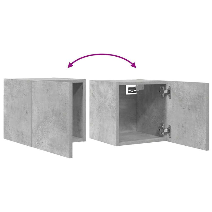 Dulapuri TV montaj pe perete, 4 buc., gri beton, 30,5x30x30 cm - WALTI WALTI