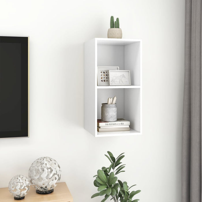 Dulap TV montat pe perete, alb, 37x37x72 cm, lemn prelucrat WALTI