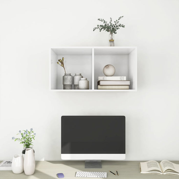 Dulap TV montat pe perete, alb, 37x37x72 cm, lemn prelucrat WALTI