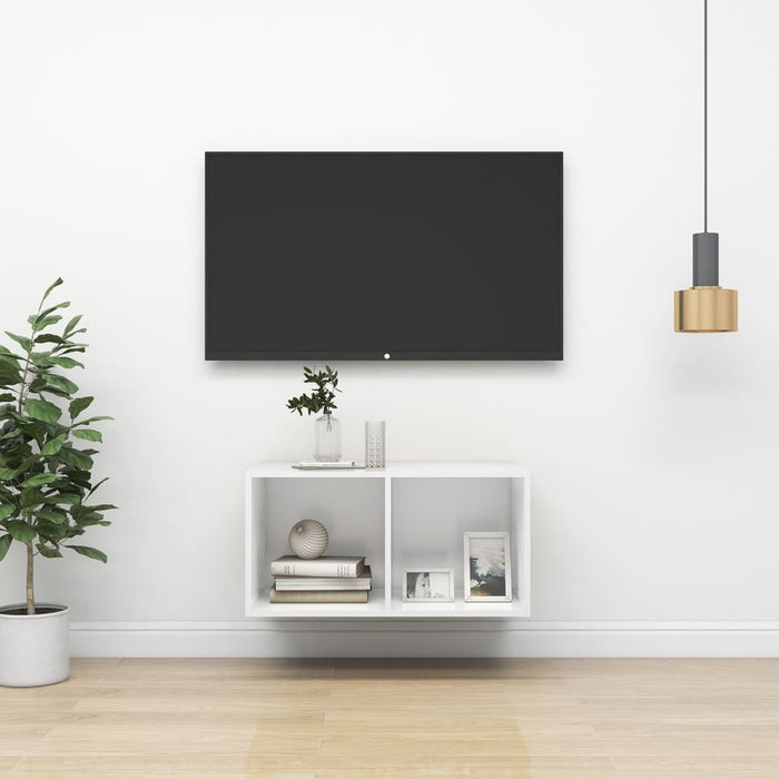 Dulap TV montat pe perete, alb, 37x37x72 cm, lemn prelucrat WALTI