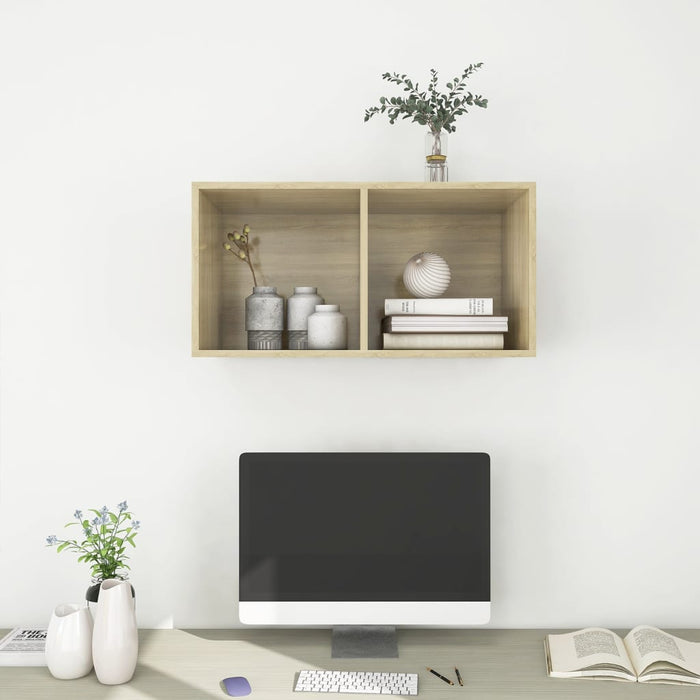 Dulap TV montat pe perete, stejar Sonoma, 37x37x72 cm, PAL - WALTI WALTI