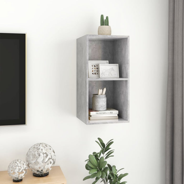 Dulap TV montat pe perete, gri beton, 37x37x72 cm, PAL - WALTI WALTI