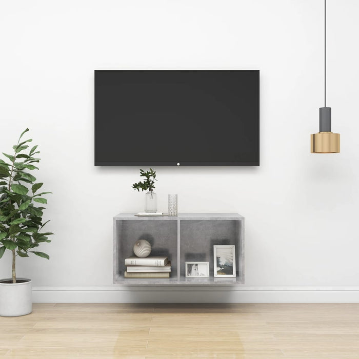 Dulap TV montat pe perete, gri beton, 37x37x72 cm, PAL - WALTI WALTI