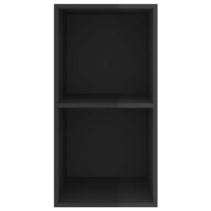 Dulap TV montat pe perete, negru extralucios, 37x37x72 cm, PAL WALTI