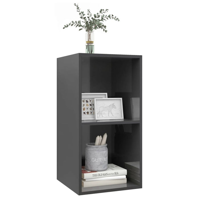 Dulap TV montat pe perete, gri extralucios, 37x37x72 cm, PAL - WALTI WALTI
