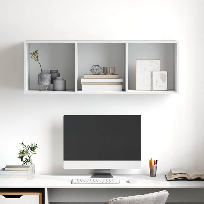 Dulap TV montat pe perete, alb, 37x37x107 cm, PAL - WALTI WALTI