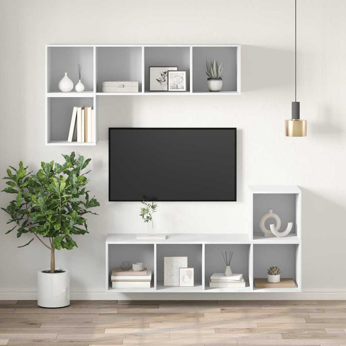 Dulap TV montat pe perete, alb, 37x37x107 cm, PAL - WALTI WALTI