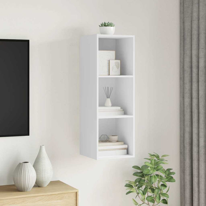 Dulap TV montat pe perete, alb, 37x37x107 cm, PAL - WALTI WALTI