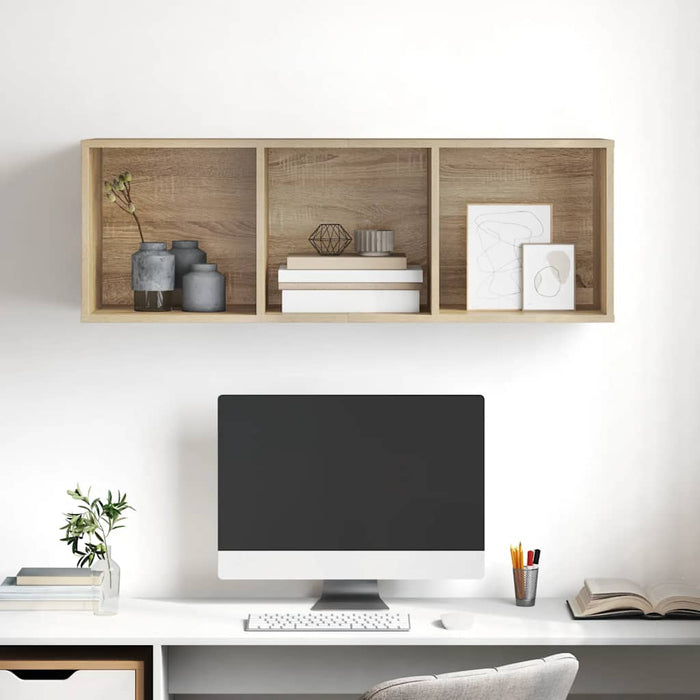 Dulap TV montat pe perete, stejar Sonoma, 37x37x107 cm, PAL - WALTI WALTI