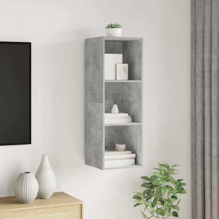 Dulap TV montat pe perete, gri beton, 37x37x107 cm, PAL - WALTI WALTI