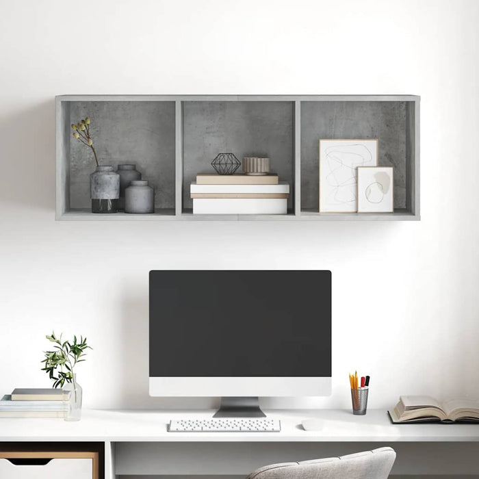 Dulap TV montat pe perete, gri beton, 37x37x107 cm, PAL - WALTI WALTI